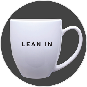 White coffee mug with Lean In logo