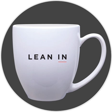 White coffee mug with Lean In logo